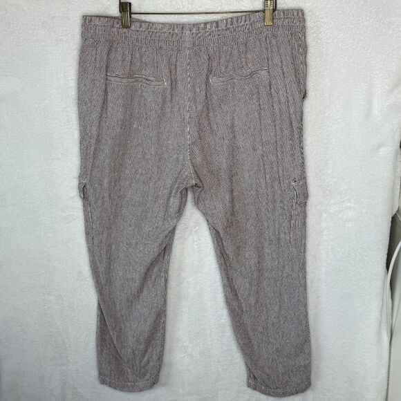 Old Navy Linen Blend Pinstripe Cargo Pants size Large Beachy Resort Wear - Picture 6 of 16